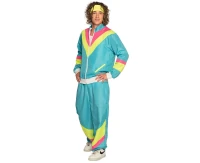 Men''s Neon Turquoise Retro Tracksuit, Size M